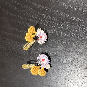 Les Nereides Flowers and Butterflies Ear Rings, handmade in France